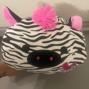 Squishmellow Zebra Plush Pillow with Pink Accents